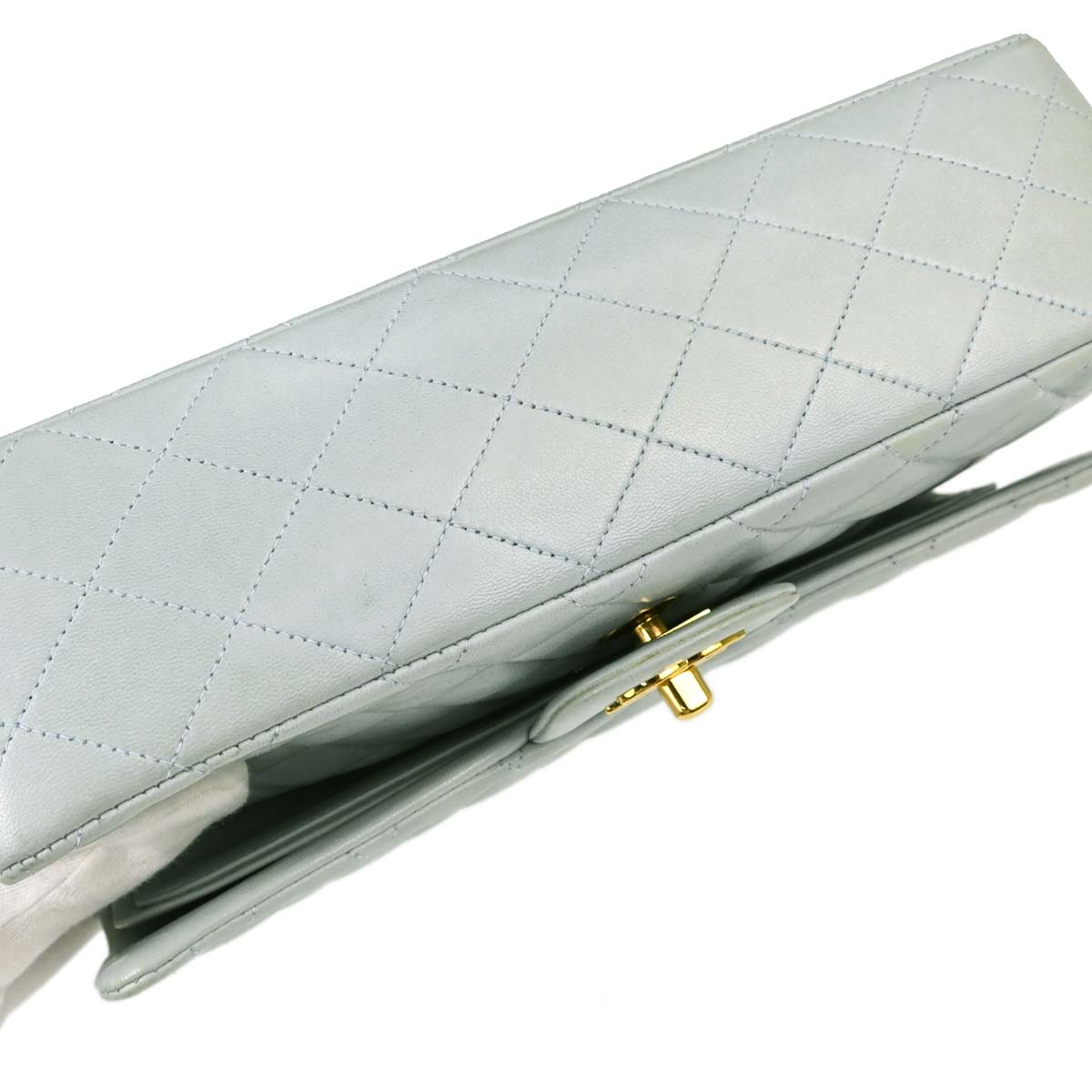 Chanel 1994-1996 Light Blue Lambskin Medium Classic Double Flap Shoulder Bag