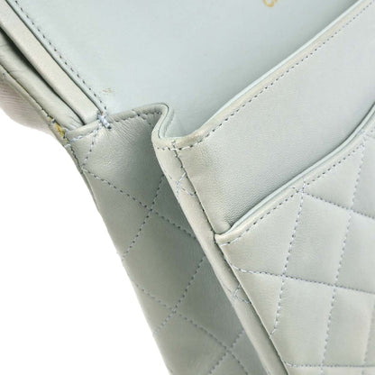 Chanel 1994-1996 Light Blue Lambskin Medium Classic Double Flap Shoulder Bag