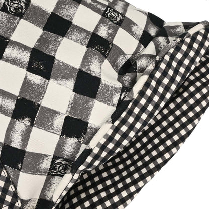 Chanel Black White Canvas Gingham Check Tote Handbag
