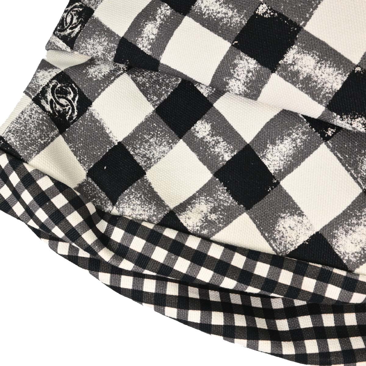 Chanel Black White Canvas Gingham Check Tote Handbag