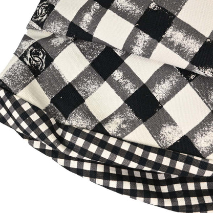 Chanel Black White Canvas Gingham Check Tote Handbag