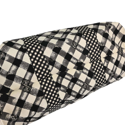 Chanel Black White Canvas Gingham Check Tote Handbag