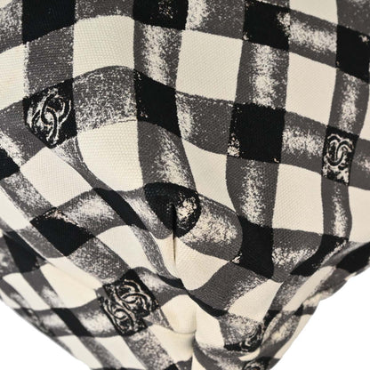 Chanel Black White Canvas Gingham Check Tote Handbag