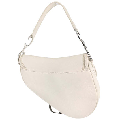 Christian Dior White Leather Saddle Handbag