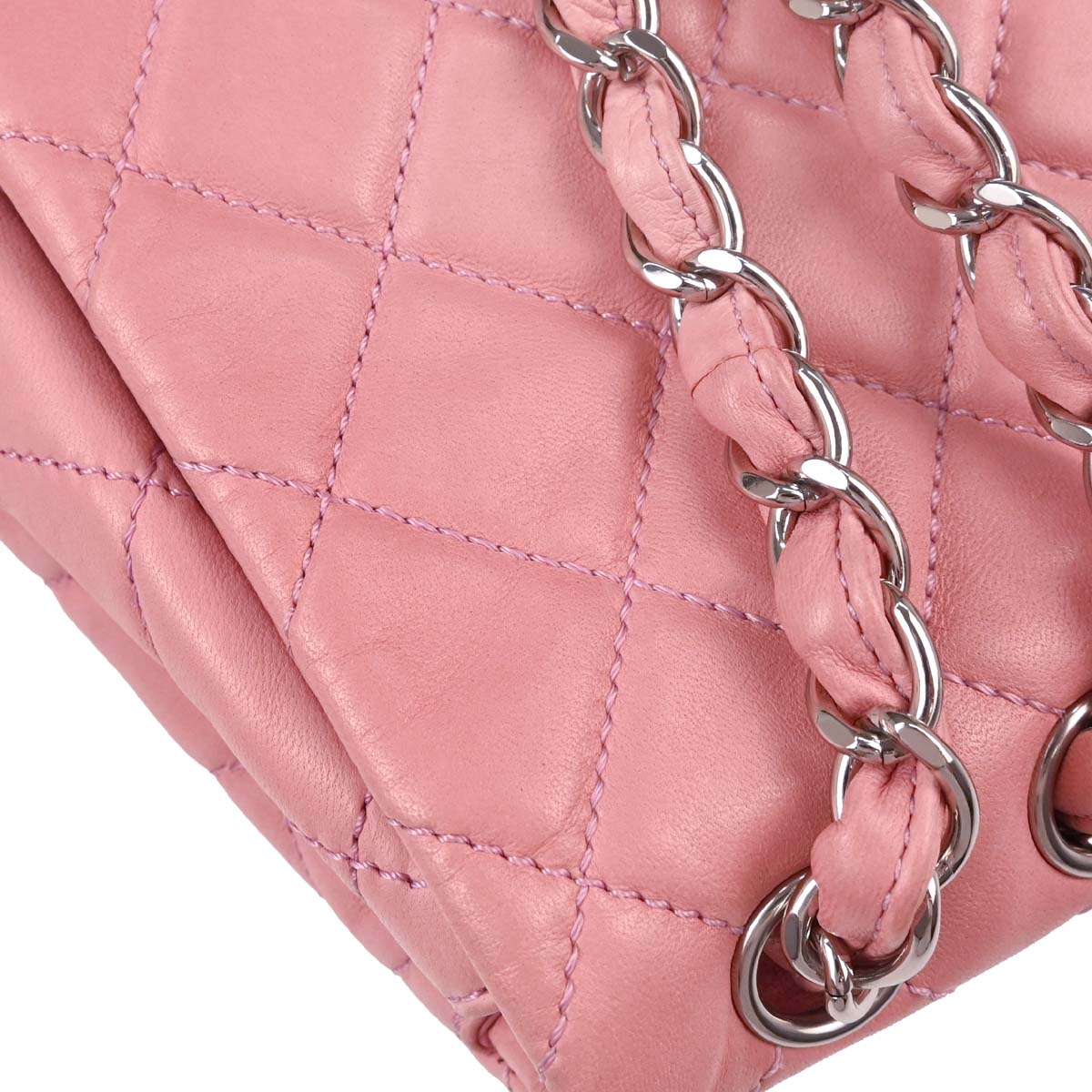 Chanel 2008-2009 Pink Lambskin Jumbo Classic Single Flap Shoulder Bag