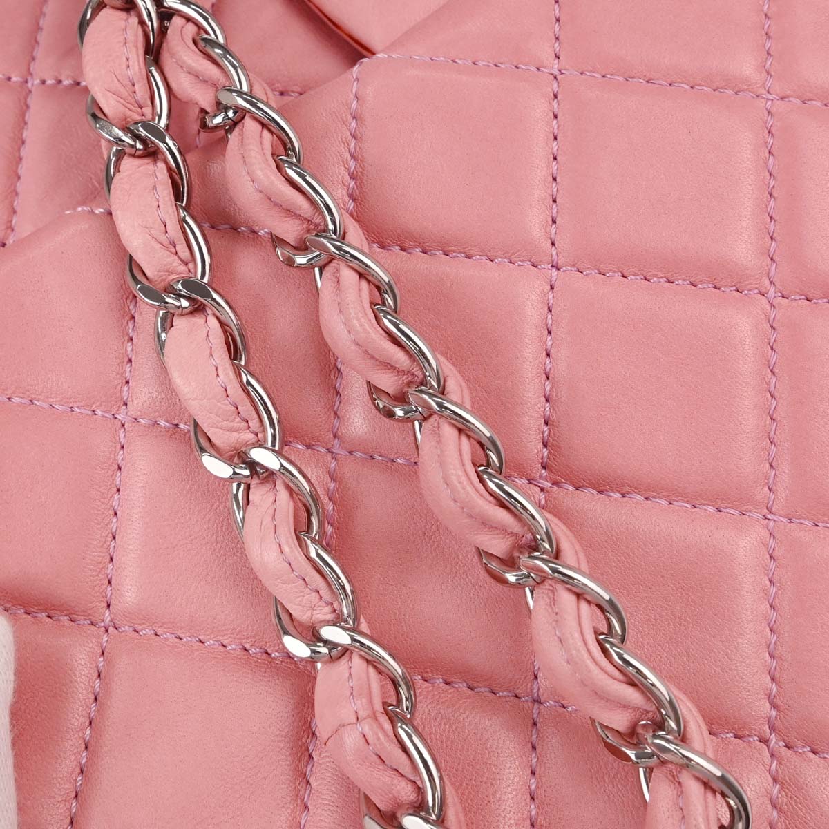 Chanel 2008-2009 Pink Lambskin Jumbo Classic Single Flap Shoulder Bag