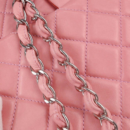 Chanel 2008-2009 Pink Lambskin Jumbo Classic Single Flap Shoulder Bag
