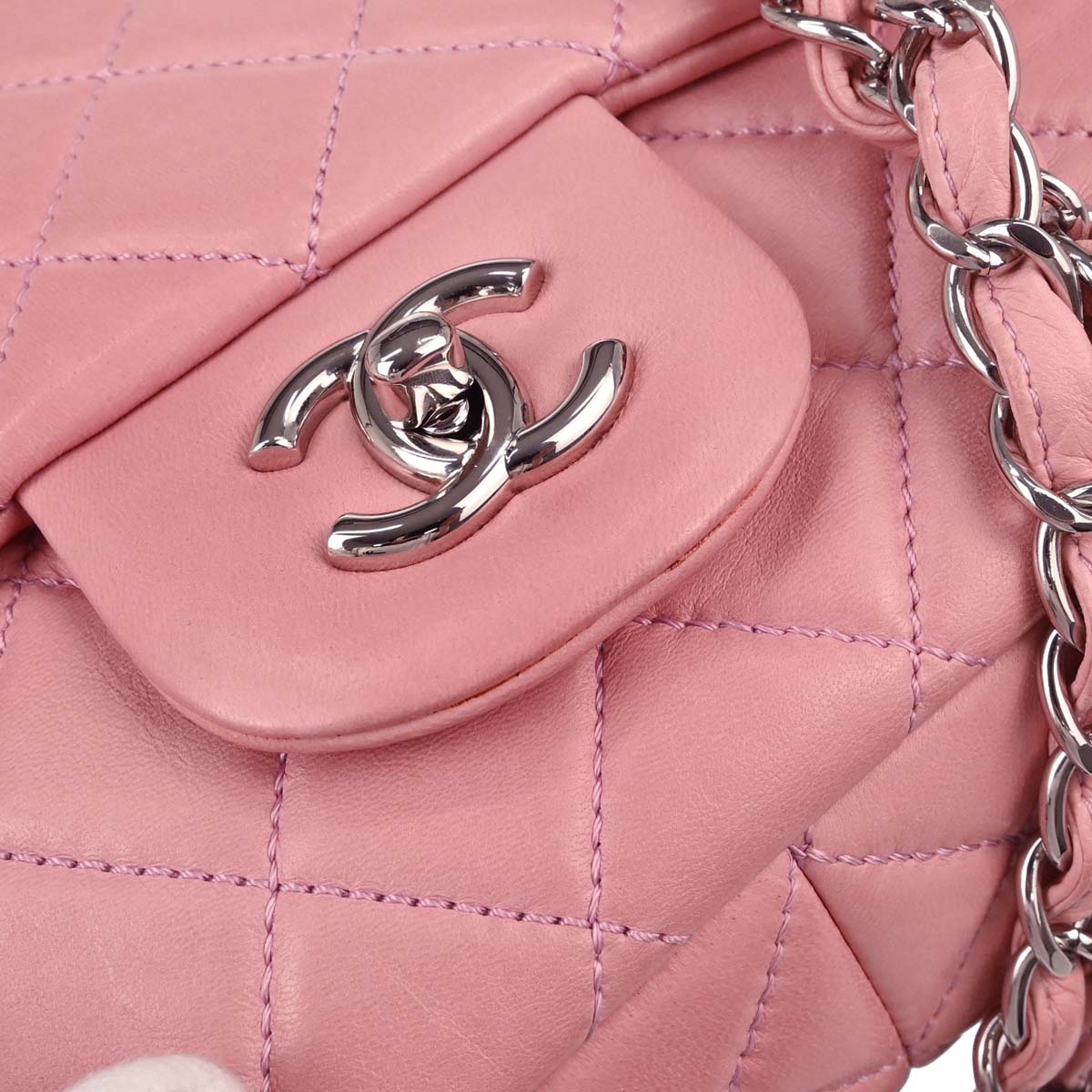 Chanel 2008-2009 Pink Lambskin Jumbo Classic Single Flap Shoulder Bag