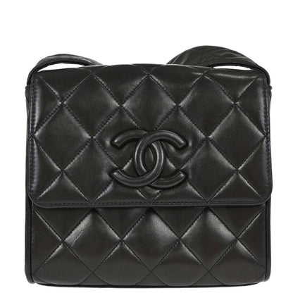 Chanel Black Lambskin Straight Flap Shoulder Bag