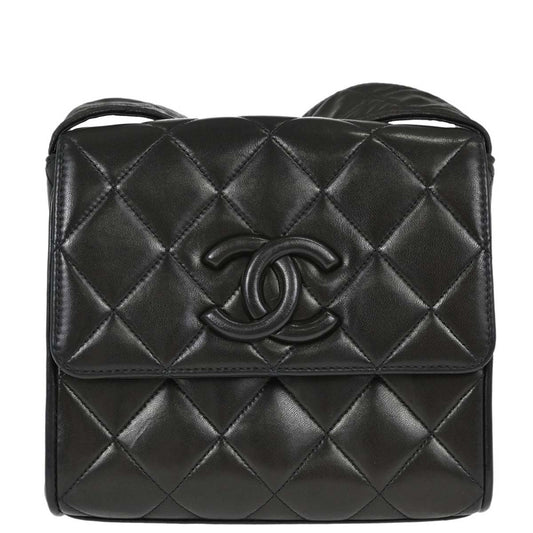 Chanel Black Lambskin Straight Flap Shoulder Bag