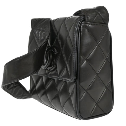 Chanel Black Lambskin Straight Flap Shoulder Bag
