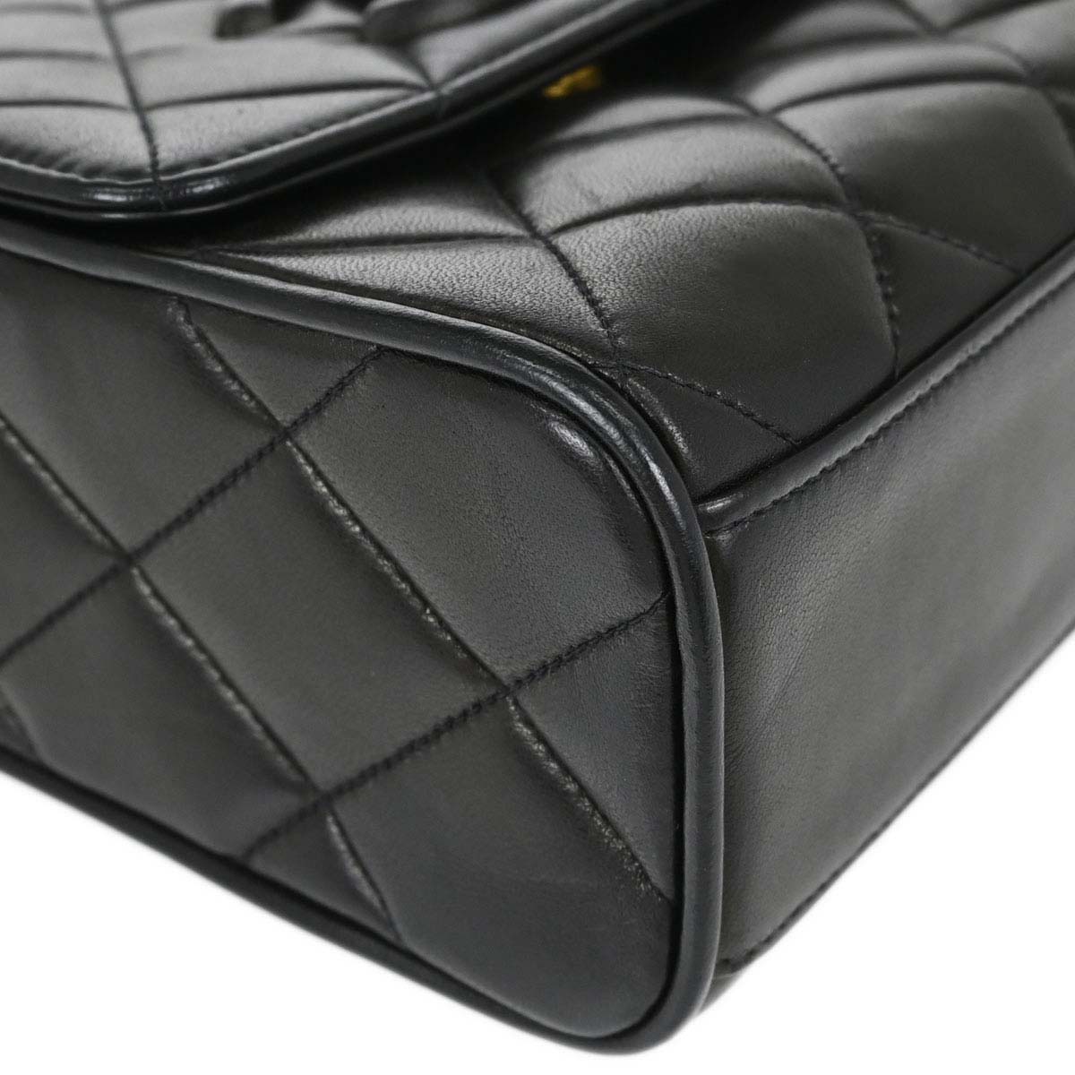 Chanel Black Lambskin Straight Flap Shoulder Bag