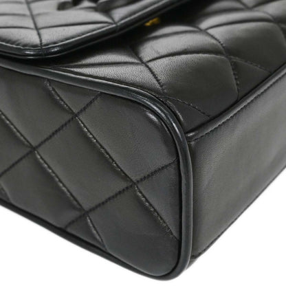 Chanel Black Lambskin Straight Flap Shoulder Bag