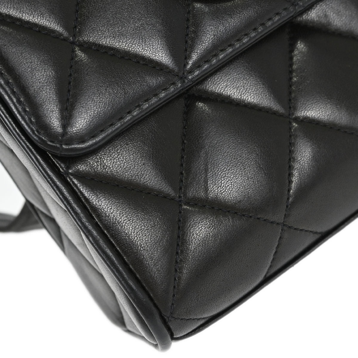 Chanel Black Lambskin Straight Flap Shoulder Bag