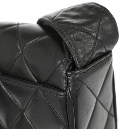 Chanel Black Lambskin Straight Flap Shoulder Bag