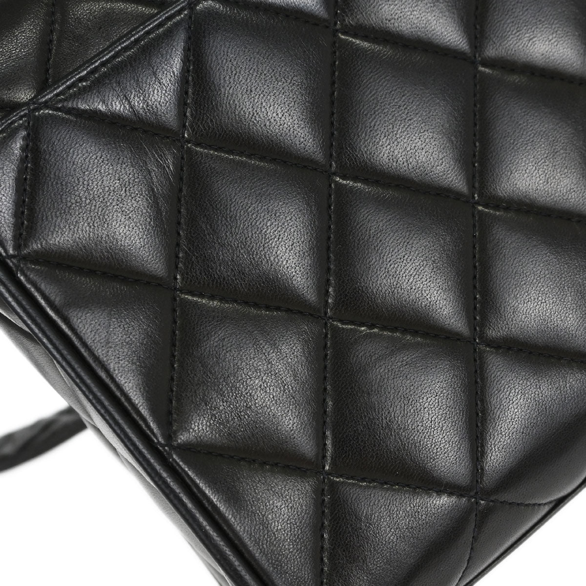 Chanel Black Lambskin Straight Flap Shoulder Bag