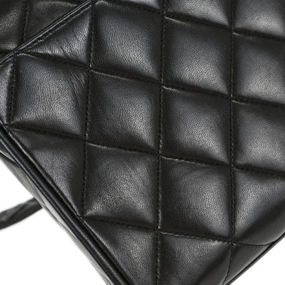 Chanel Black Lambskin Straight Flap Shoulder Bag