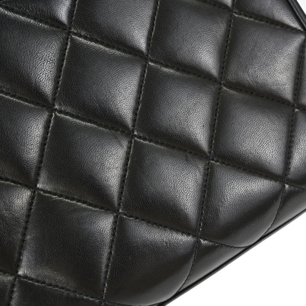Chanel Black Lambskin Straight Flap Shoulder Bag