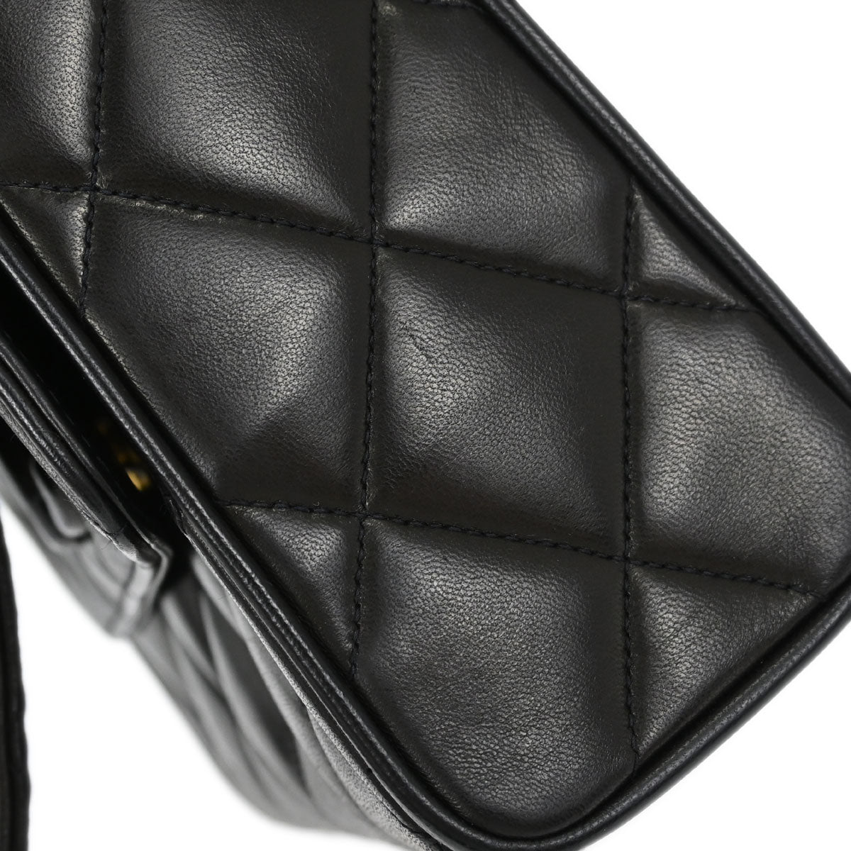 Chanel Black Lambskin Straight Flap Shoulder Bag