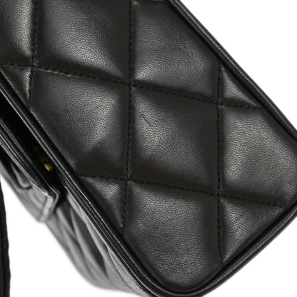 Chanel Black Lambskin Straight Flap Shoulder Bag