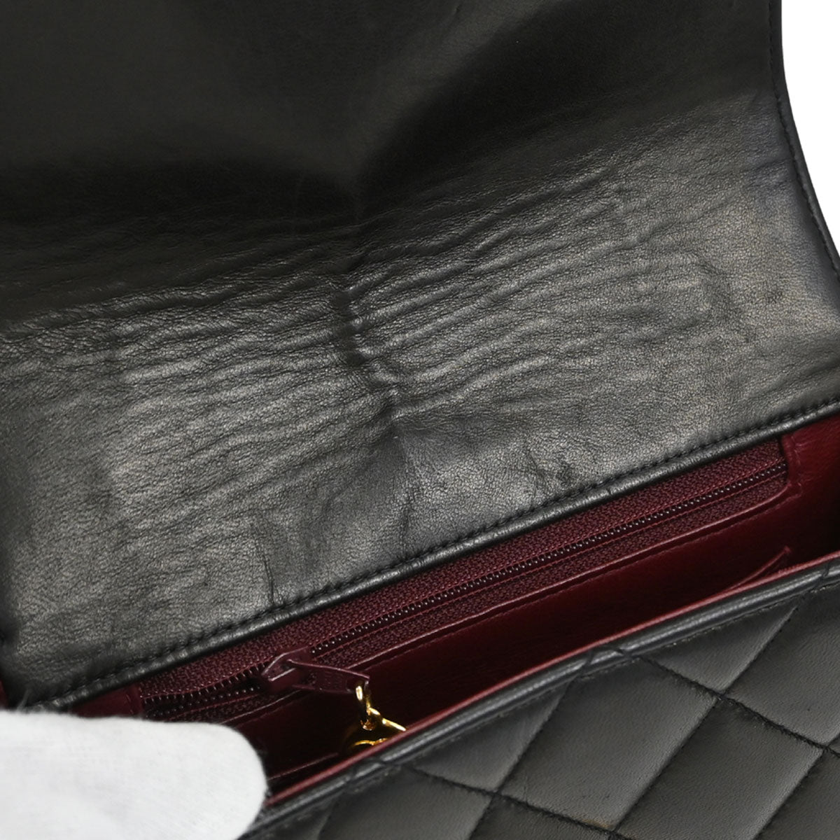 Chanel Black Lambskin Straight Flap Shoulder Bag