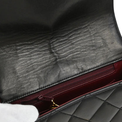 Chanel Black Lambskin Straight Flap Shoulder Bag