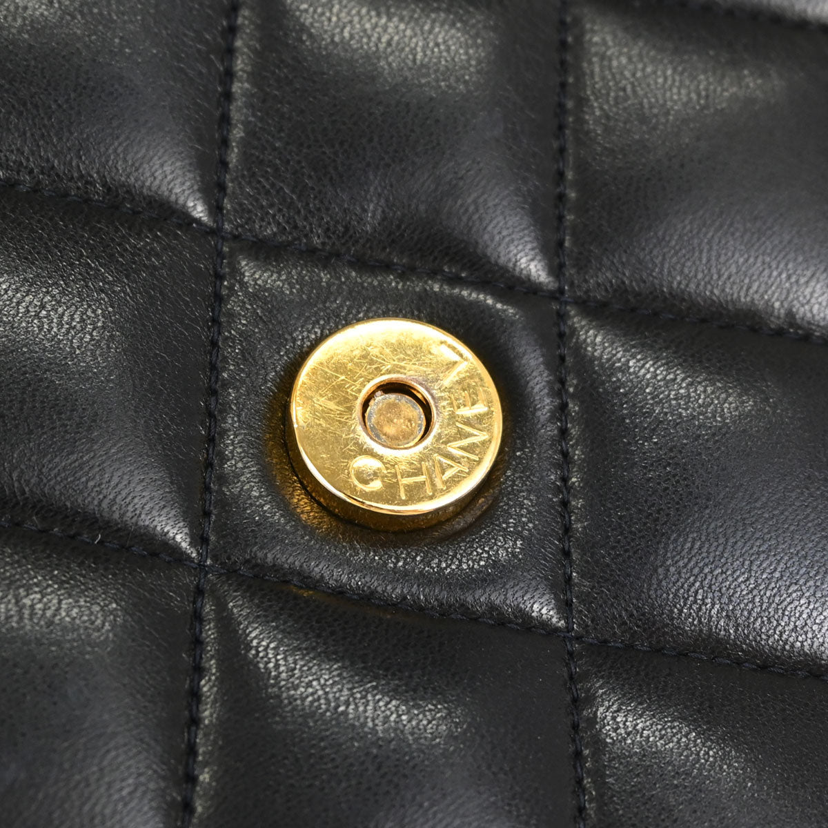Chanel Black Lambskin Straight Flap Shoulder Bag
