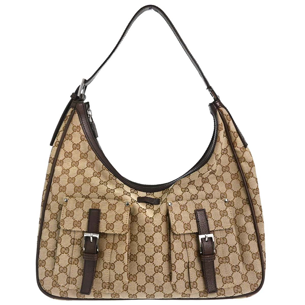Gucci Beige Canvas GG Hobo Handbag