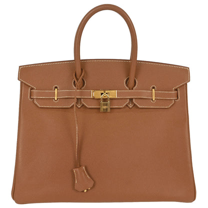 Hermes Gold Courchevel Birkin 35 Handbag