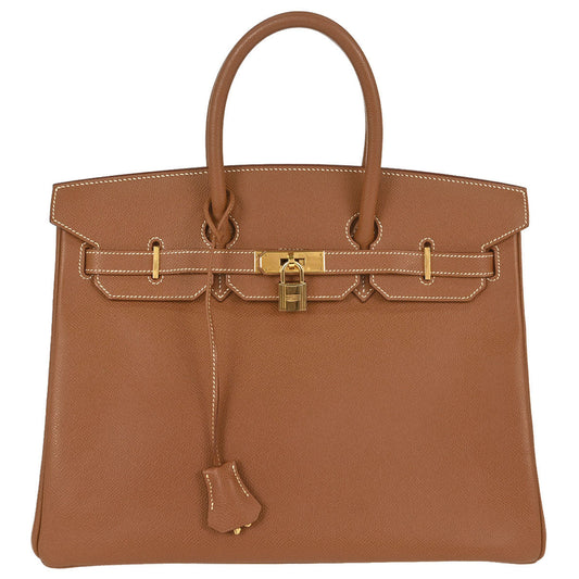 Hermes Gold Courchevel Birkin 35 Handbag