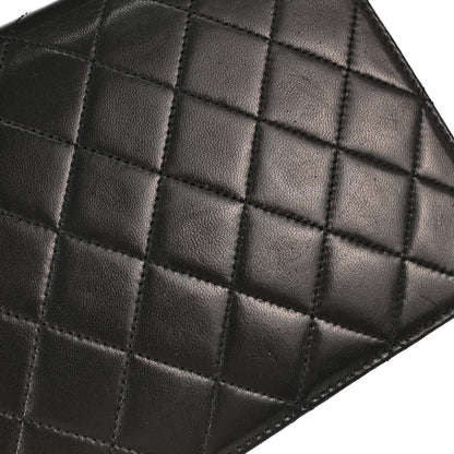 Chanel 1997-1999 Black Lambskin Pushlock Small Full Flap Shoulder Bag