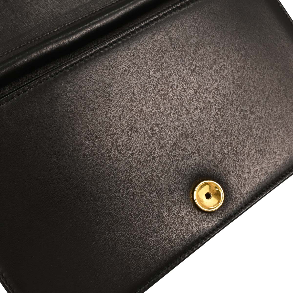 Chanel 1997-1999 Black Lambskin Pushlock Small Full Flap Shoulder Bag