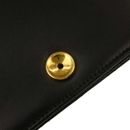Chanel 1997-1999 Black Lambskin Pushlock Small Full Flap Shoulder Bag