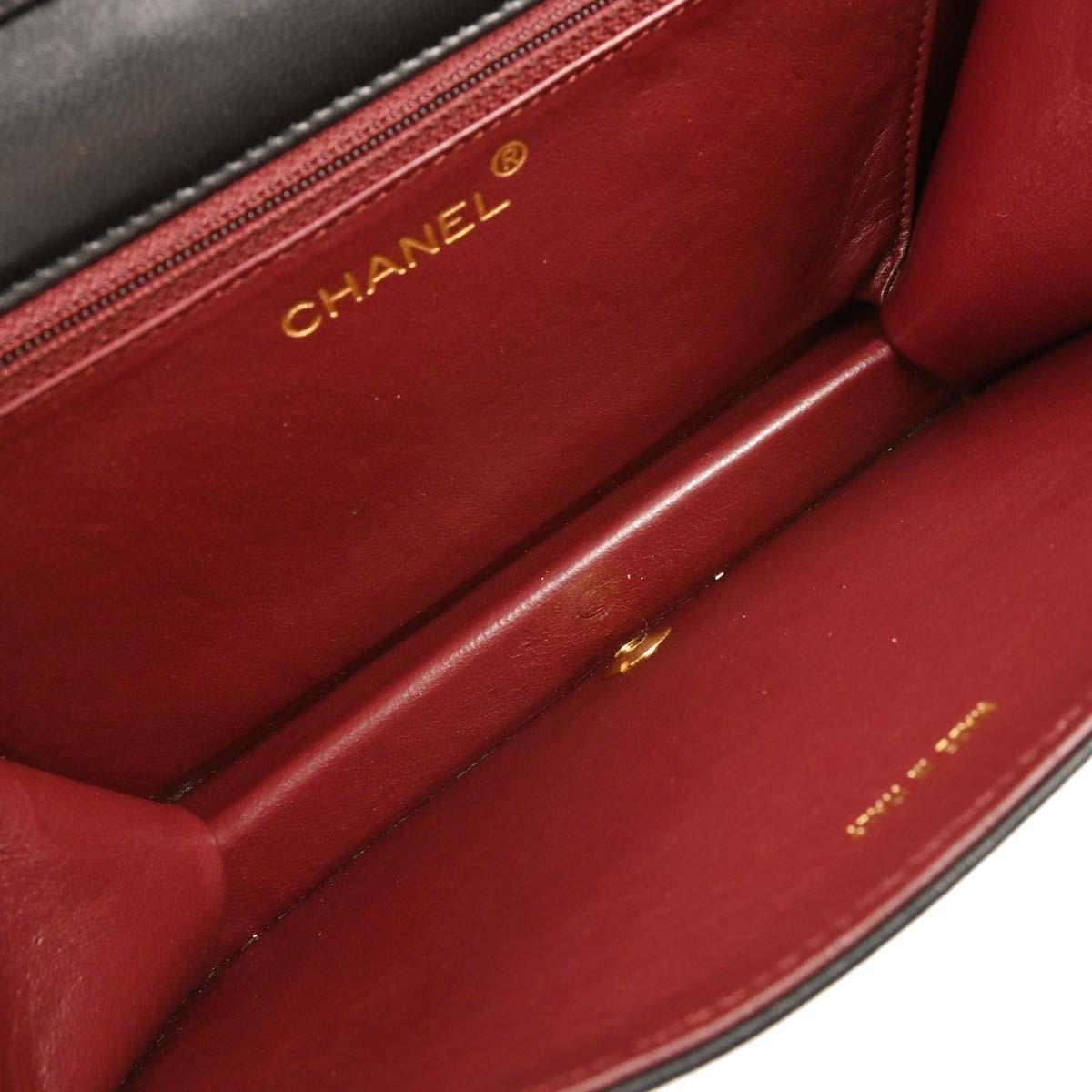 Chanel 1997-1999 Black Lambskin Pushlock Small Full Flap Shoulder Bag