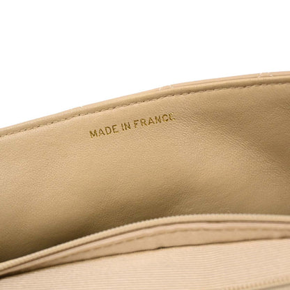 Chanel 1989-1991 Beige Lambskin Turnlock Small Full Flap Shoulder Bag