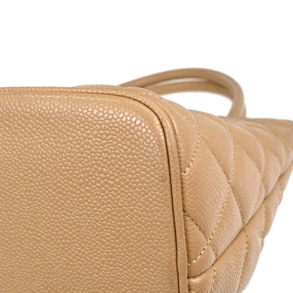 Chanel 2001-2003 Beige Caviar Skin Medallion Tote Handbag