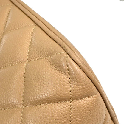 Chanel 2001-2003 Beige Caviar Skin Medallion Tote Handbag