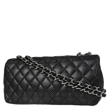 Chanel 2006-2008 Black Perforated Lambskin East West Shoulder Bag
