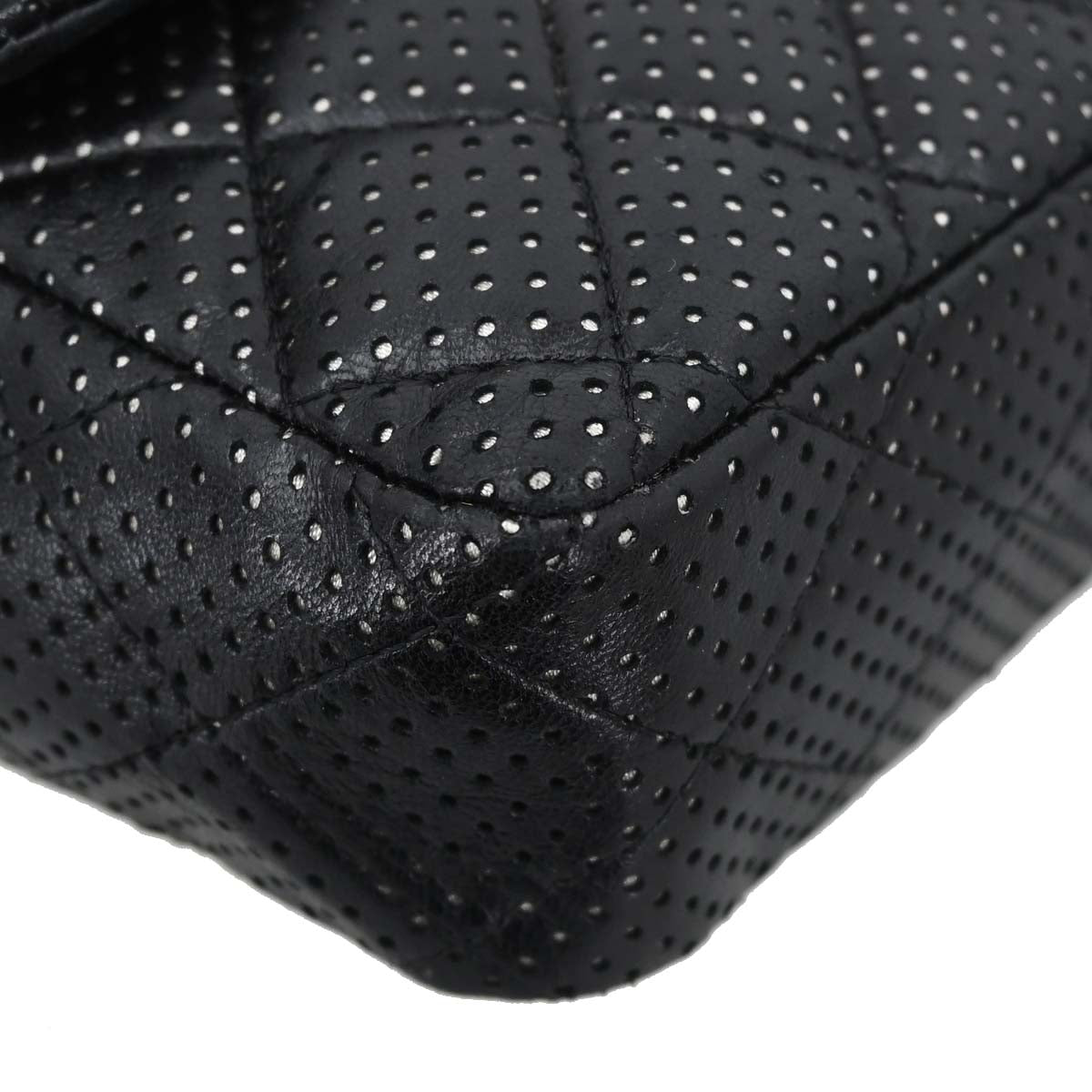 Chanel 2006-2008 Black Perforated Lambskin East West Shoulder Bag
