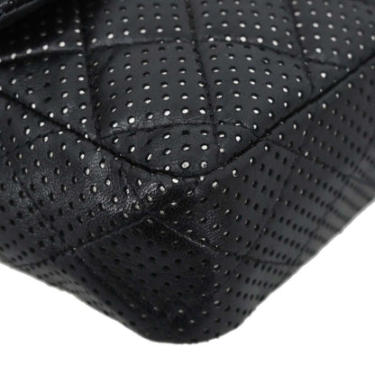 Chanel 2006-2008 Black Perforated Lambskin East West Shoulder Bag