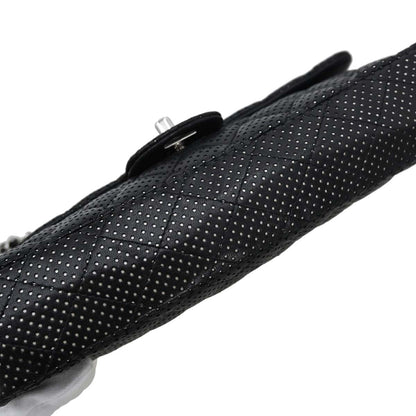 Chanel 2006-2008 Black Perforated Lambskin East West Shoulder Bag