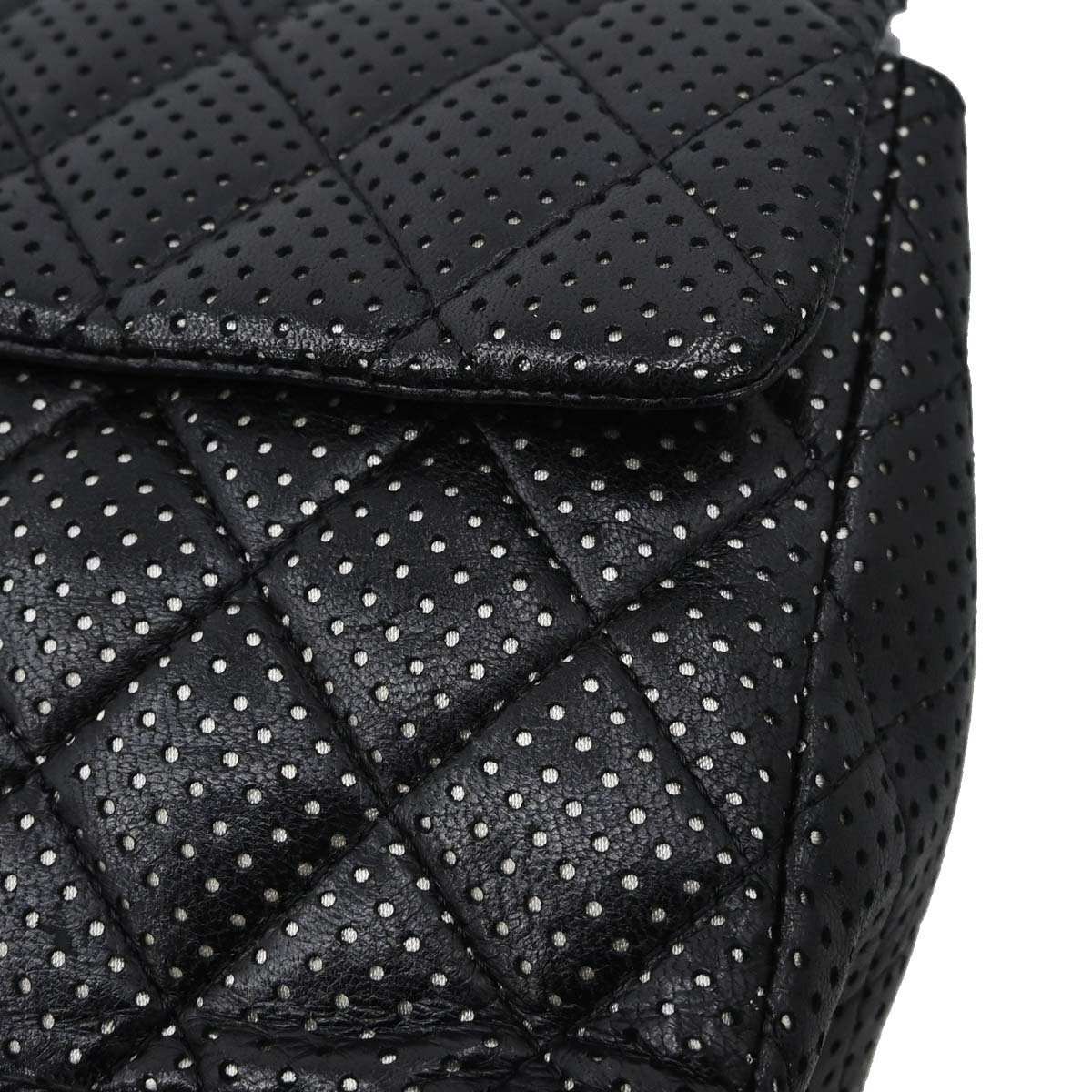 Chanel 2006-2008 Black Perforated Lambskin East West Shoulder Bag