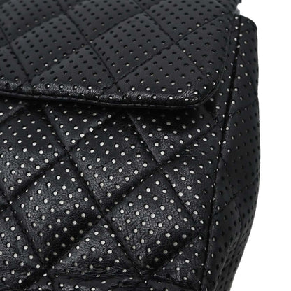Chanel 2006-2008 Black Perforated Lambskin East West Shoulder Bag