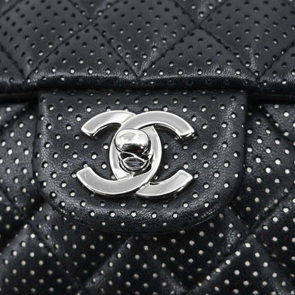 Chanel 2006-2008 Black Perforated Lambskin East West Shoulder Bag