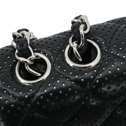 Chanel 2006-2008 Black Perforated Lambskin East West Shoulder Bag
