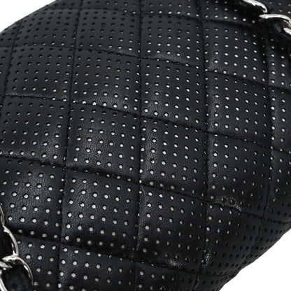 Chanel 2006-2008 Black Perforated Lambskin East West Shoulder Bag