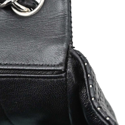 Chanel 2006-2008 Black Perforated Lambskin East West Shoulder Bag