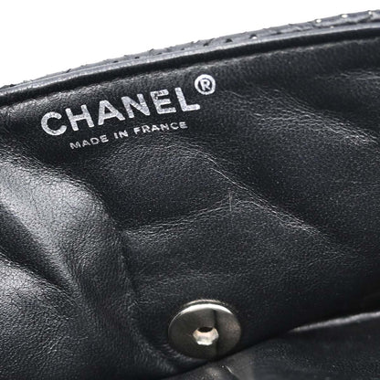 Chanel 2006-2008 Black Perforated Lambskin East West Shoulder Bag