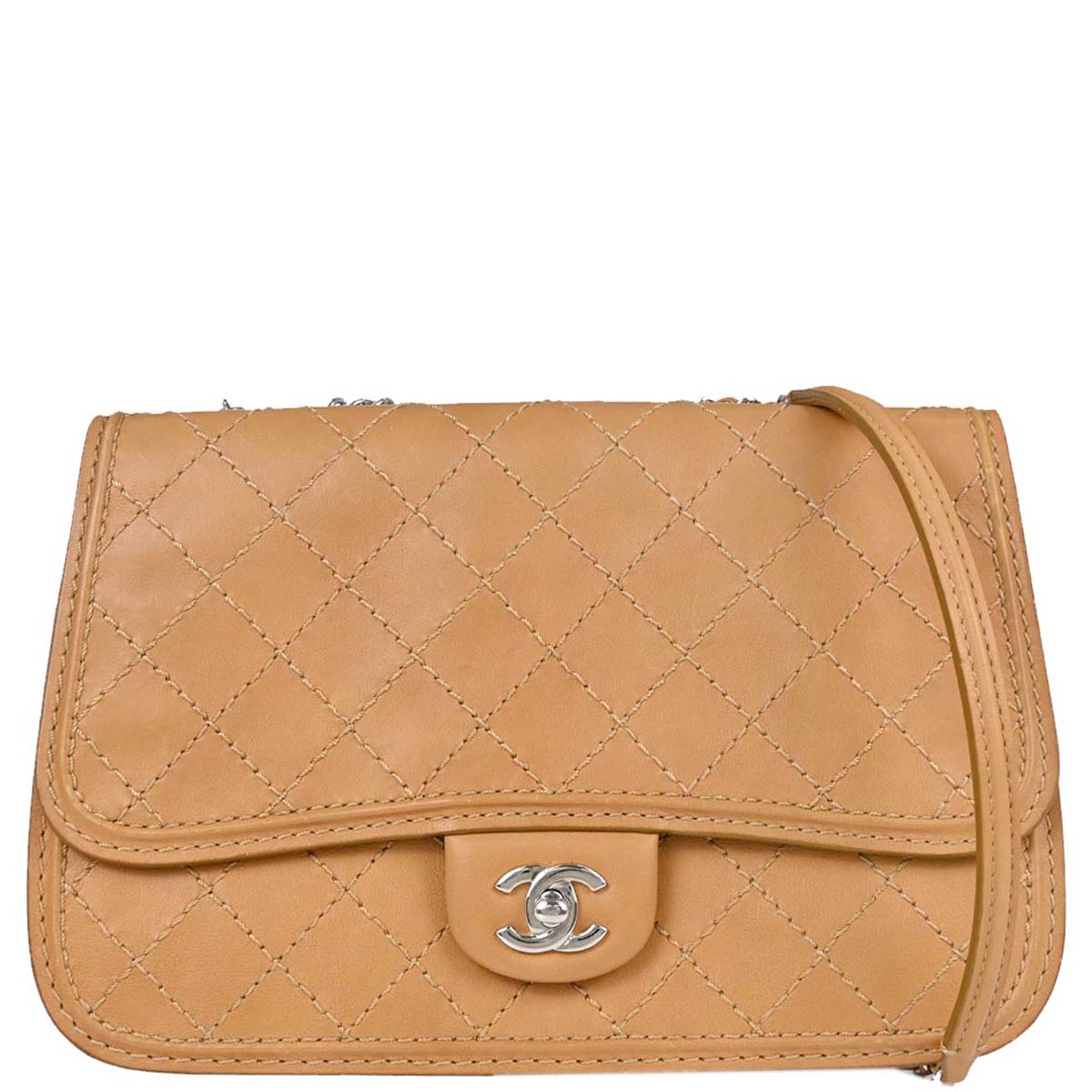 Chanel Brown Calfskin Wild Stitch Shoulder Bag
