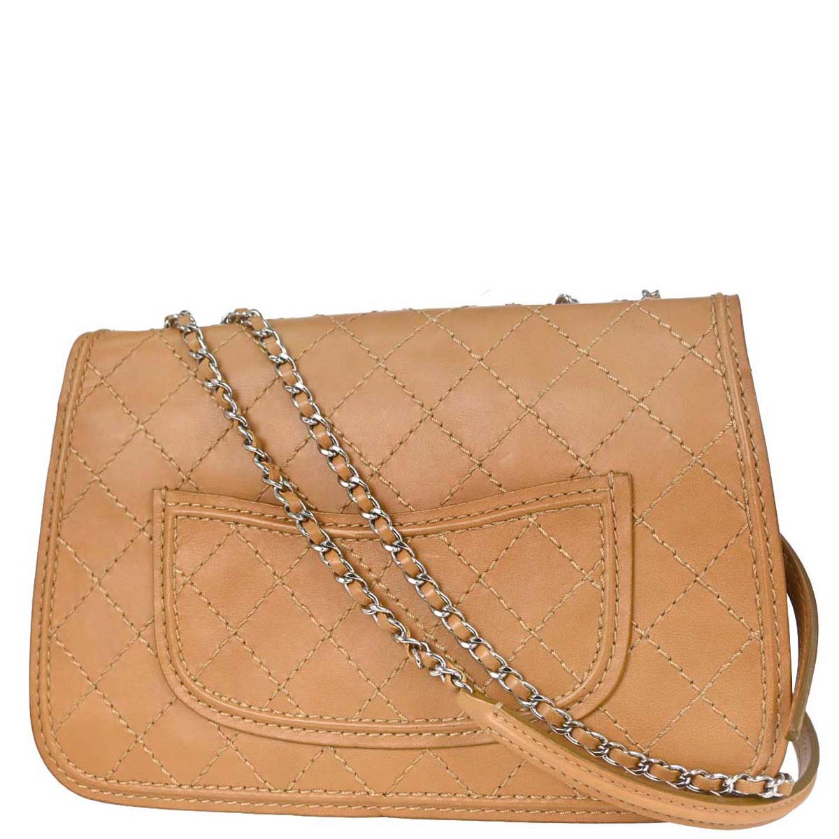 Chanel Brown Calfskin Wild Stitch Shoulder Bag